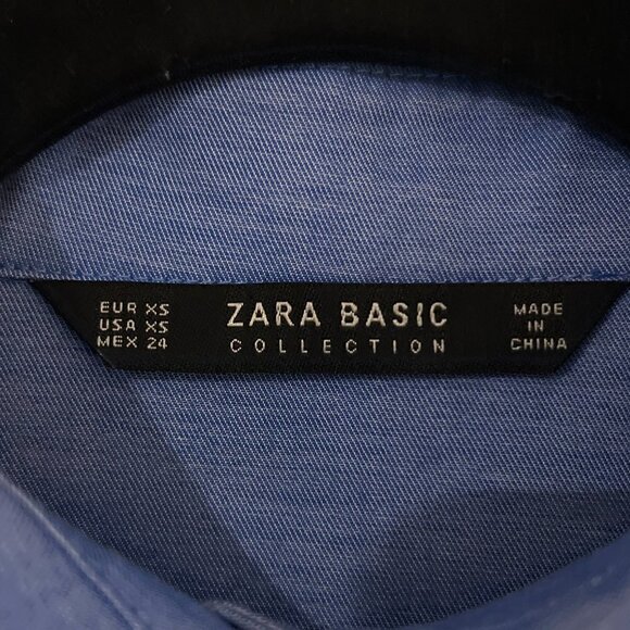 Zara Button Down with Embellished Collar - XS in Blue - Picture 5 of 8